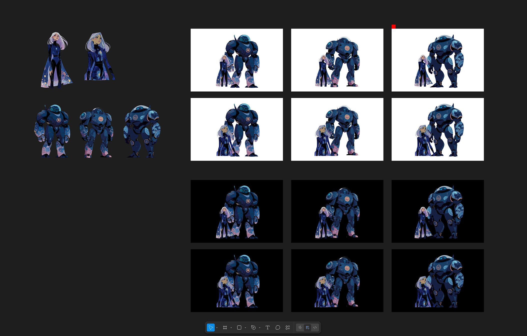 Subscriber Zero character A/B concept testing in Figma, Midjourney